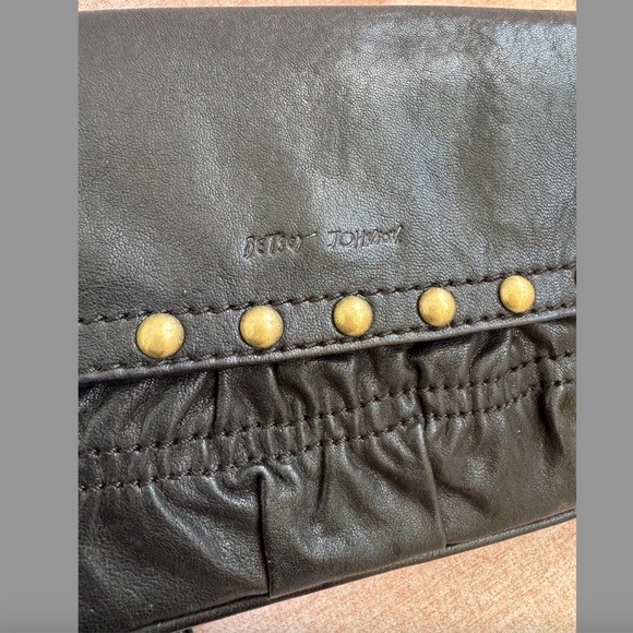 BETSEY JOHNSON Black Leather Studded Clutch Wristlet - Picture 3 of 7